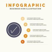 tick interfaz usuario sólido icono infografía 5 pasos presentación antecedentes vector