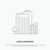 Building Build Dormitory Tower Real Estate Line Icon Vector