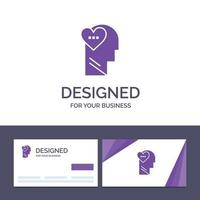 tarjeta de visita creativa y plantilla de logotipo sentimientos amor mente cabeza vector ilustración
