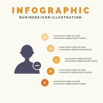 interfaz básica usuario icono sólido infografía 5 pasos presentación antecedentes vector