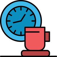 café descanso taza tiempo evento color plano icono vector icono banner plantilla