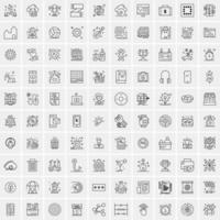 conjunto de 100 iconos de línea de negocios creativos vector