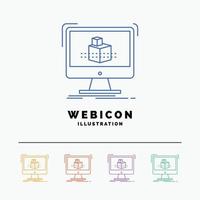 3d. cube. dimensional. modelling. sketch 5 Color Line Web Icon Template isolated on white. Vector illustration