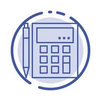 contabilidad cuenta calcular cálculo calculadora financiera matemáticas azul línea punteada icono de línea vector