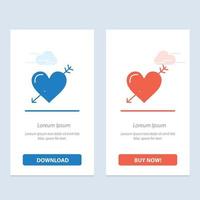 Heart Arrow Holidays Love Valentine  Blue and Red Download and Buy Now web Widget Card Template vector