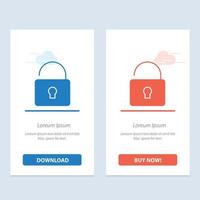 Unlock Lock Security  Blue and Red Download and Buy Now web Widget Card Template vector