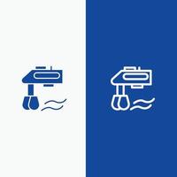 Mixer Kitchen Manual Blender Line and Glyph Solid icon Blue banner vector