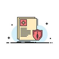 Document Protection Shield Medical Health  Business Flat Line Filled Icon Vector Banner Template