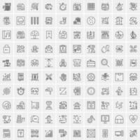 paquete de 100 iconos de líneas universales para móviles y web vector