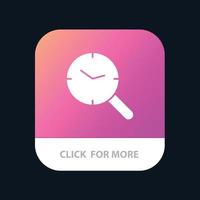 búsqueda investigación reloj reloj aplicación móvil botón android e ios versión de glifo vector