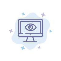 Monitor Online Privacy Surveillance Video Watch Blue Icon on Abstract Cloud Background vector