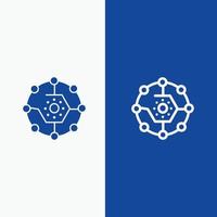 Computing Computing Share Connectivity Network Share Line and Glyph Solid icon Blue banner vector