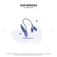 Our Services Flower Floral Nature Spring Solid Glyph Icon Web card Template vector