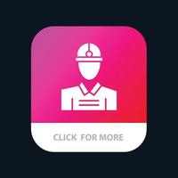 Construction Engineer Worker Work Mobile App Button Android and IOS Glyph Version vector