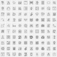 paquete de 100 iconos de líneas universales para móviles y web vector