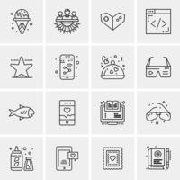 16 iconos universales de negocios vector ilustración de icono creativo para usar en proyectos relacionados con la web y dispositivos móviles