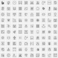 paquete de 100 iconos de líneas universales para móviles y web vector