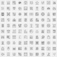 paquete de 100 iconos de líneas universales para móviles y web vector