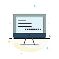 Computer Monitor Text Education Abstract Flat Color Icon Template vector