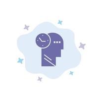 Time Mind Thoughts Head Blue Icon on Abstract Cloud Background vector