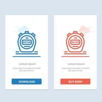 Timer Stopwatch Watch  Blue and Red Download and Buy Now web Widget Card Template vector