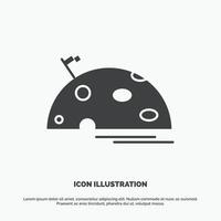 planeta. espacio. luna. bandera. icono de Marte. símbolo gris vectorial de glifo para ui y ux. sitio web o aplicación móvil vector