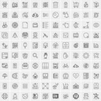 paquete de 100 iconos de líneas universales para móviles y web vector