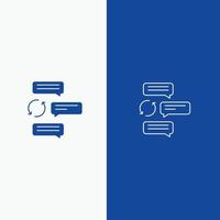 chat chat conversación diálogo auto robot línea y glifo icono sólido línea de banner azul y glifo vector