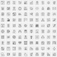 Pack of 100 Universal Line Icons for Mobile and Web vector