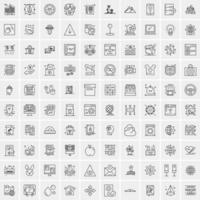 conjunto de 100 iconos de línea de negocios creativos vector