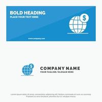 Dollar Global Business Globe International SOlid Icon Website Banner and Business Logo Template vector