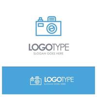 Camera Image Design Blue Outline Logo Place for Tagline vector