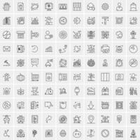 paquete de 100 iconos de líneas universales para móviles y web vector