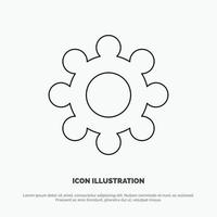 engranaje ajuste cogs línea icono vector