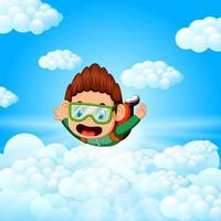 Alone skydiver is in the free fall vector