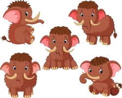 the collection of the mammoth with different pose vector