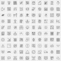 paquete de 100 iconos de líneas universales para móviles y web vector