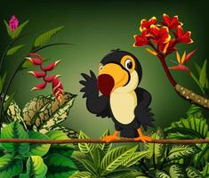 the gentle toucan perch on the stalk with the happy face vector