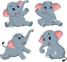 la colección del lindo elefante con diferentes posesiones vector