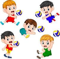 The various positions of the volleyball player vector