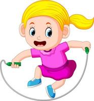 Young girl skipping vector
