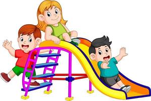 the childrens have fun play slide vector