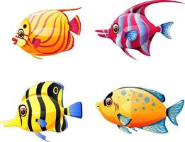 la colección de los pececitos de mar con diferentes colores vector