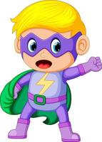 Cute smiling child boy in Superhero costume vector