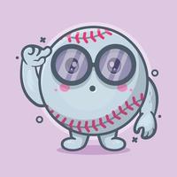 smart baseball ball character mascot with think expression isolated cartoon in flat style design vector