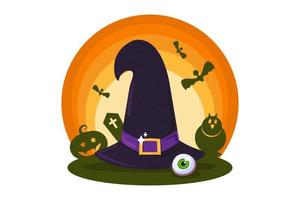 sombrero de bruja tradicional de halloween para tarjeta de felicitación vector