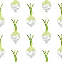 Hand drawn onion bulb seamless pattern. Onion in doodle style endless wallpaper. vector