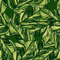 Creative tropical leaves seamless pattern in sketch style. Palm leaf endless floral background. vector
