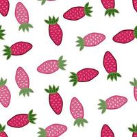 Fresas dibujadas a mano wallpaper.doodle patrón sin fisuras de fresa. telón de fondo de frutas. vector