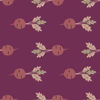 Hand drawn radish seamless pattern. Radish with leaves backdrop. vector